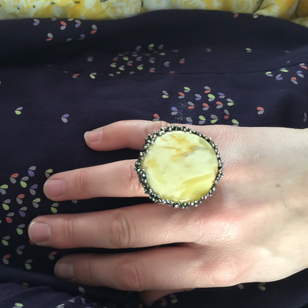 COPY - Real Silver and Amber artisanal handmade ring
